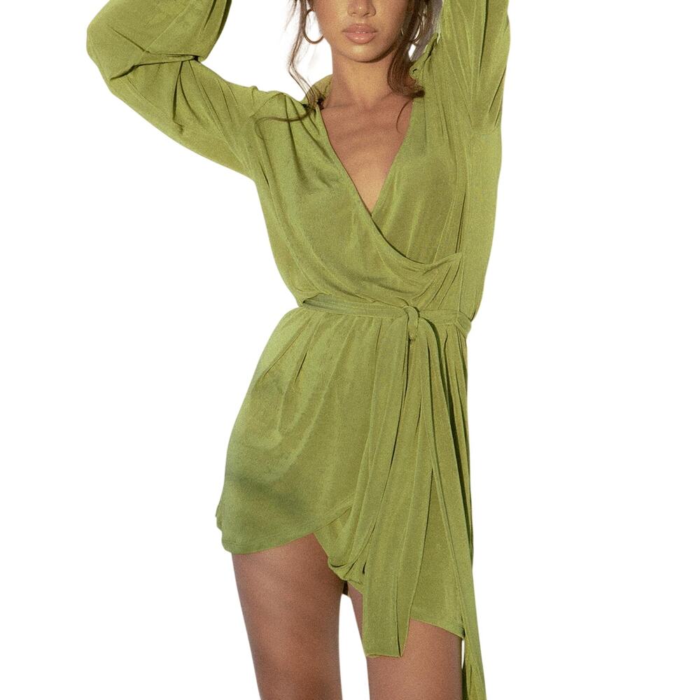 Princess Polly Sleek Green Party Time Mini Dress Size US 2 NWT